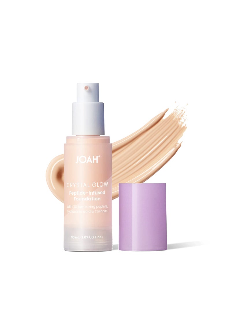 JOAH JOAH Crystal Glow Peptide-Infused Foundation, 2-in-1 Multitasking Korean Makeup with Blurring Face Primer, Luminizer, Hydration & Skin Defense for a Flawless Finish, 1.01 Oz, Very Fair Cool 