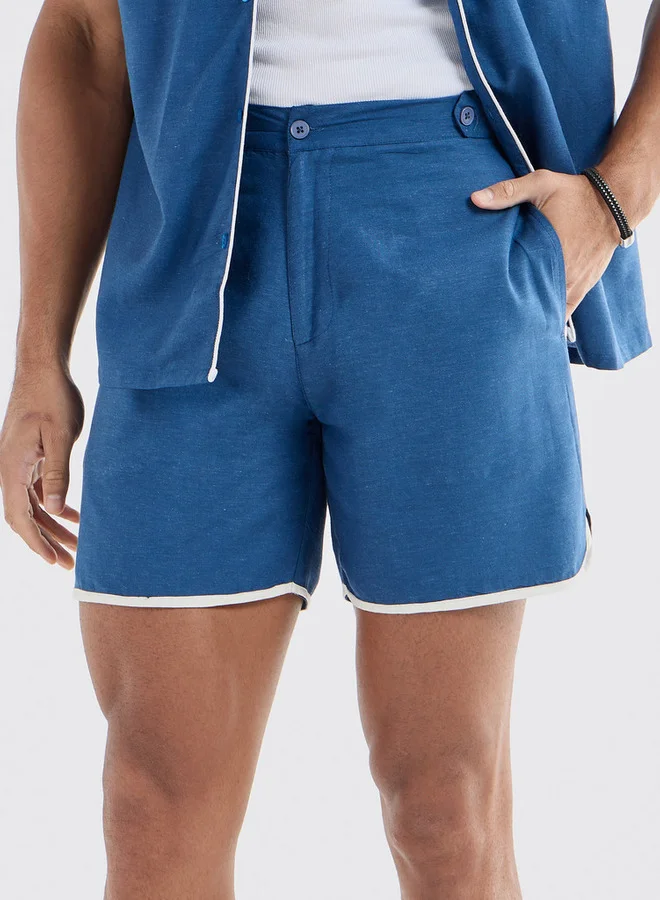 Splash FAV Solid Shorts with Pockets and Piping Detail