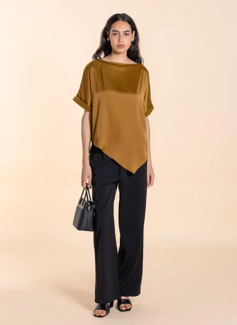 SHAPES DRAPED SATIN TOP