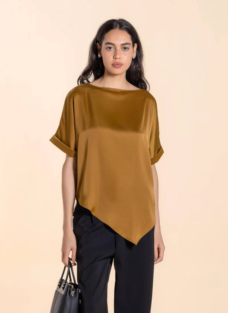 SHAPES DRAPED SATIN TOP