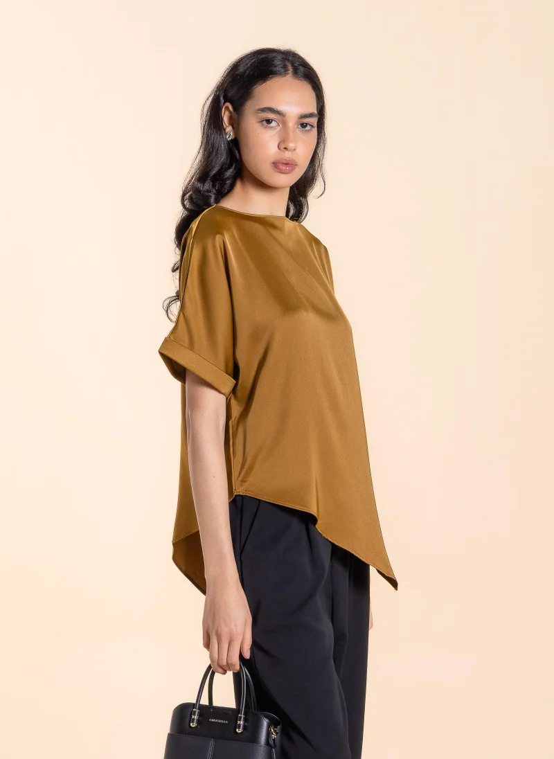 SHAPES DRAPED SATIN TOP