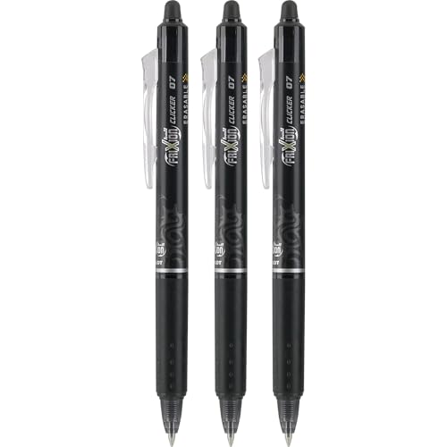 PILOT FriXion Clicker Erasable Pens, Refillable & Retractable Gel Ink Pens, Fine Point 0.7 mm, Black Ink, 3-Pack - Ideal for School, Journaling, & Office Writing - Image 2