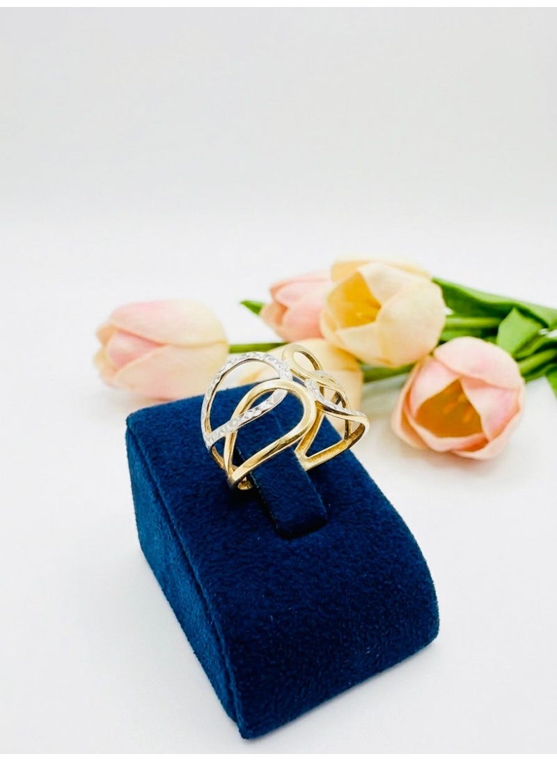 The Intermix Gems Two-Tone Gold Linked Circle Statement Ring 18K - Image 2