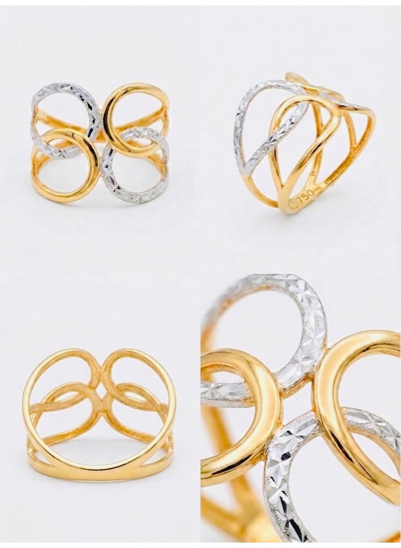 The Intermix Gems Two-Tone Gold Linked Circle Statement Ring 18K - Image 4