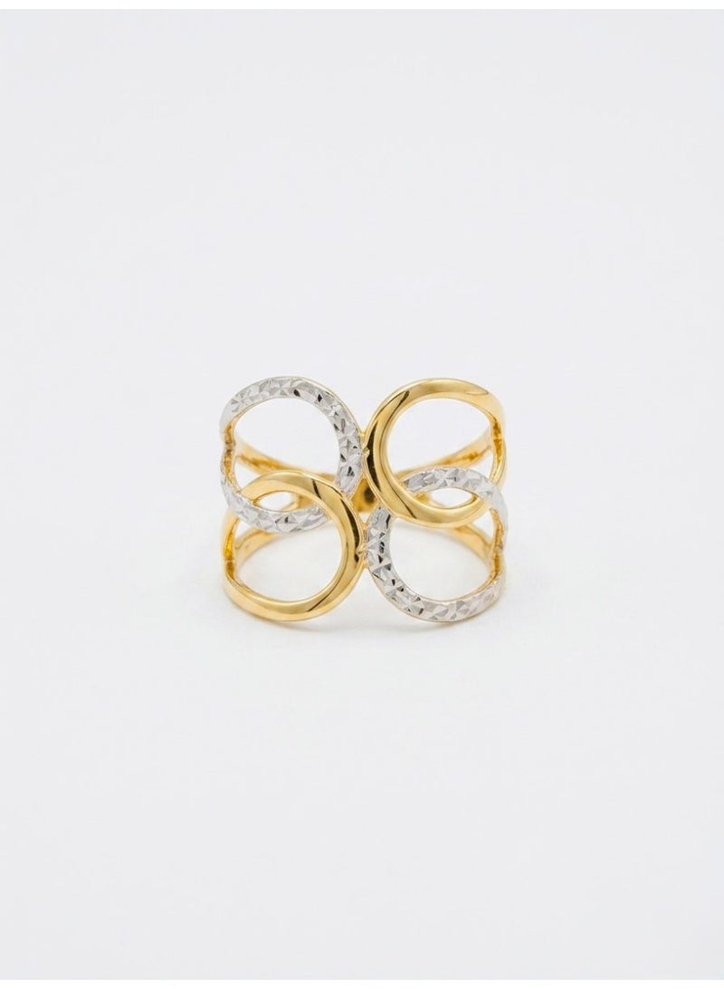 The Intermix Gems Two-Tone Gold Linked Circle Statement Ring 18K - Image 3