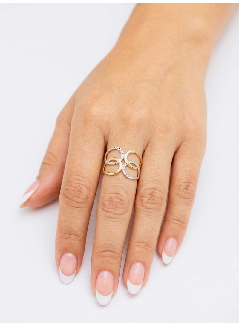 The Intermix Gems Two-Tone Gold Linked Circle Statement Ring 18K - Image 1