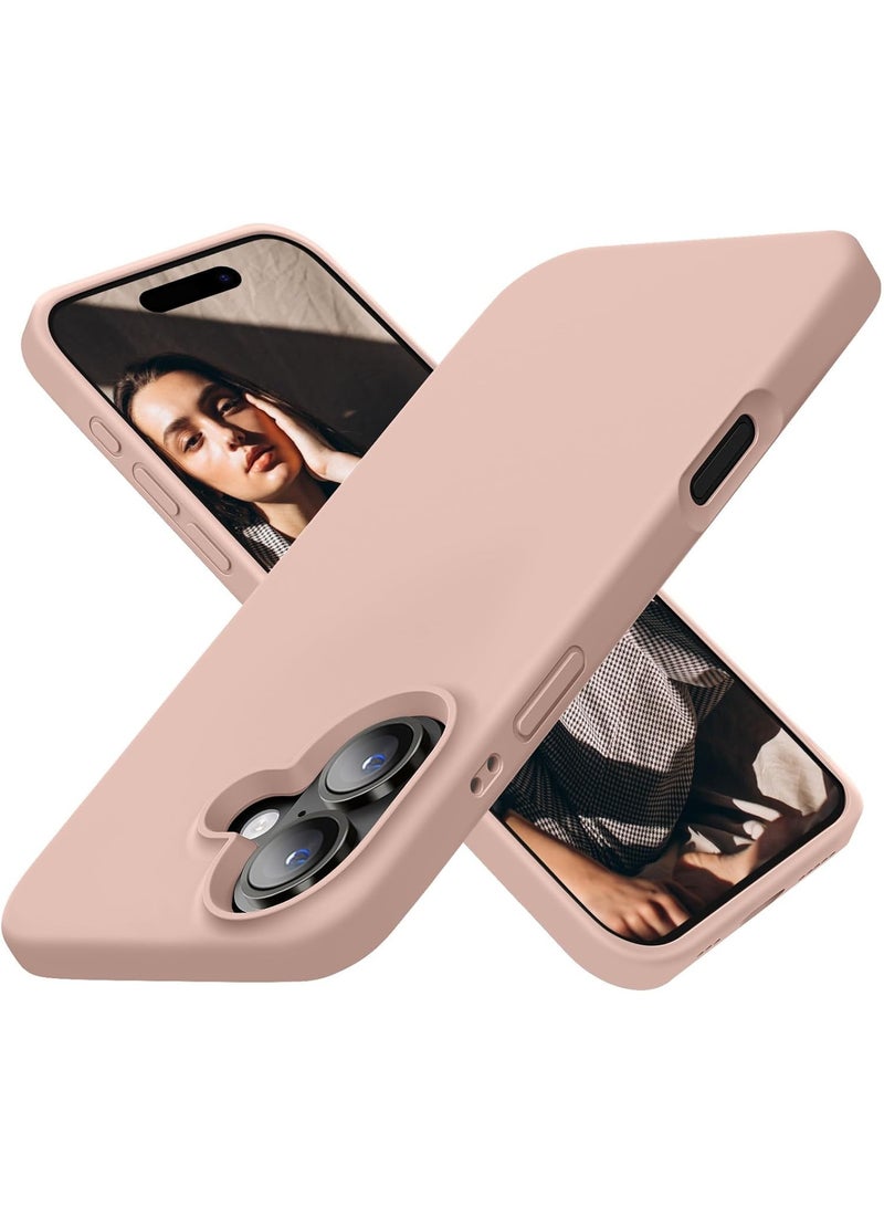 ELTRAZONE Premium Soft Liquid Silicone Case for iPhone 16 Plus – Silky Soft Touch Full-Body Protective Bumper (Sandy Pink) - Image 1
