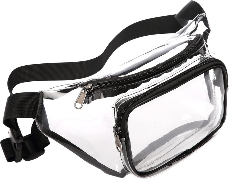 Veckle Clear Fanny Pack Stadium Approved - Waist Range 33” - 47“ Transparent Belt Bag for Women Men Clear Bag for Stadium Events, Adjustable Waist Bag for Sports, Concerts, Black - Image 1