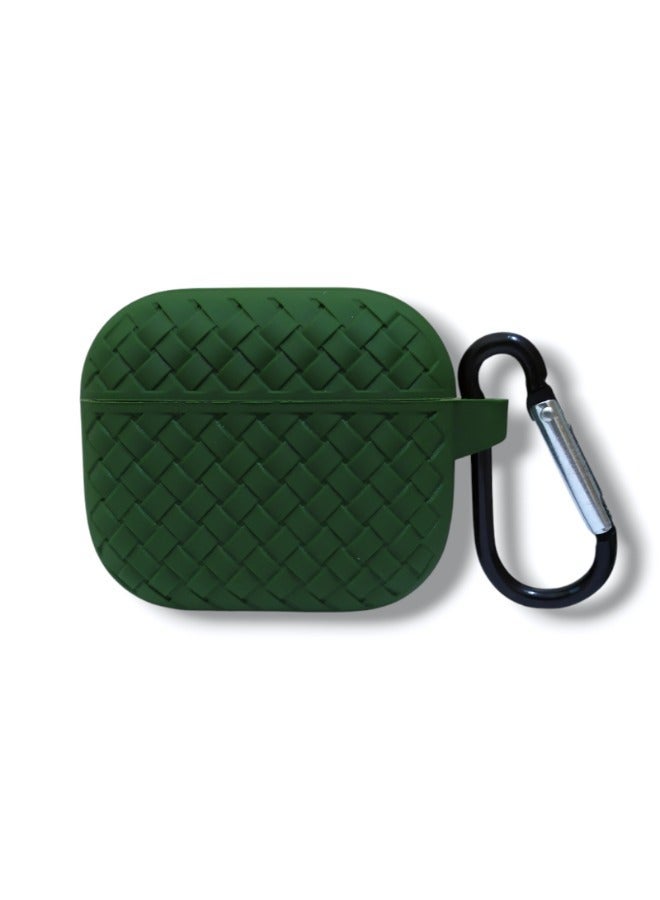 جراب ايربودز 3   سيليكون بتصميم مضلع أنيق - لون أخضر غامق - Image 1