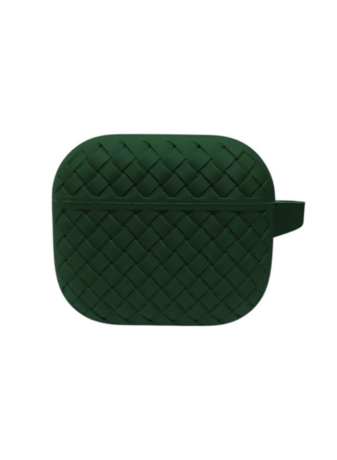جراب ايربودز 3   سيليكون بتصميم مضلع أنيق - لون أخضر غامق - Image 3