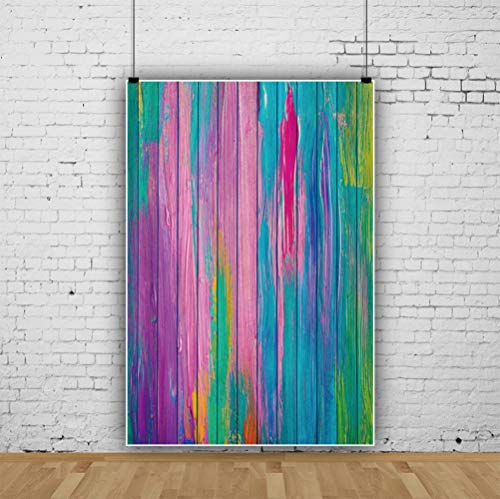 Leyiyi Colored Stripes Wooden Board Backdrop 3x5ft Photography Background Vintage Birthday Party Decor Grunge Graffiti Oil Painting Texture Plank Modern Art Kids Adults Photo Booth Video Props - Image 3