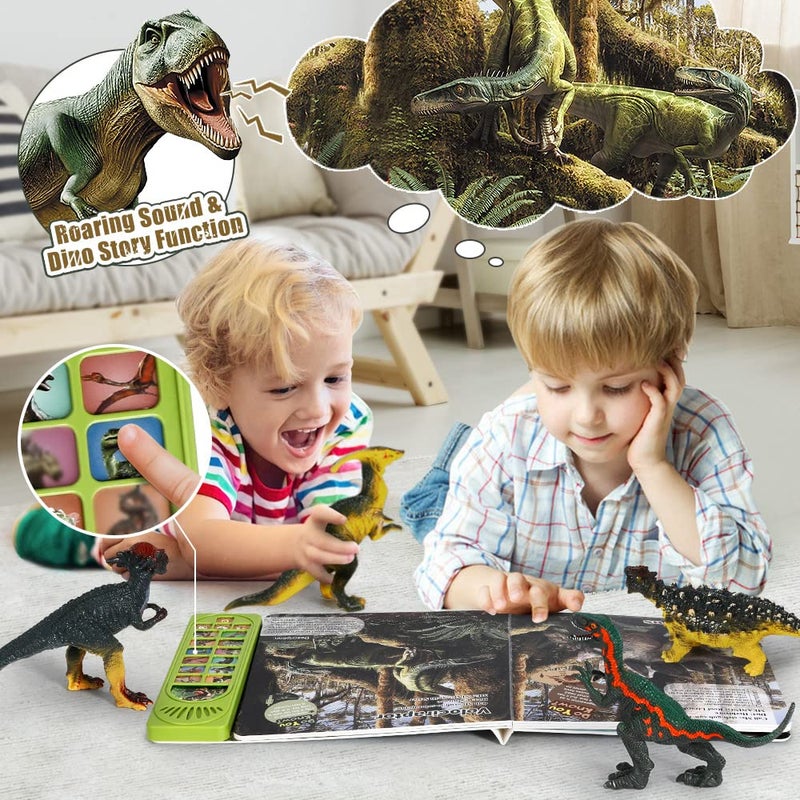 FRUSE Dinosaur Toys for Kids 3-5 - 12Pcs Dinosaur Figures with Interactive Dinosaur Sound Book,Included Realistic Roars,Story,QA,Volume Adjust E-Book Animal Toy for 3 4 5 6 Kids - Image 3