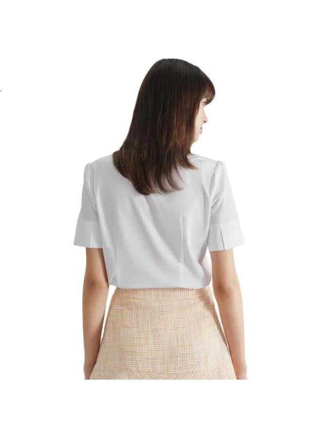 G2000Spring And Summer Mall Matching Cotton Blend Skin-Friendly Commuter Formal Short-Sleeve Shirt, White, Size 36 - Image 1