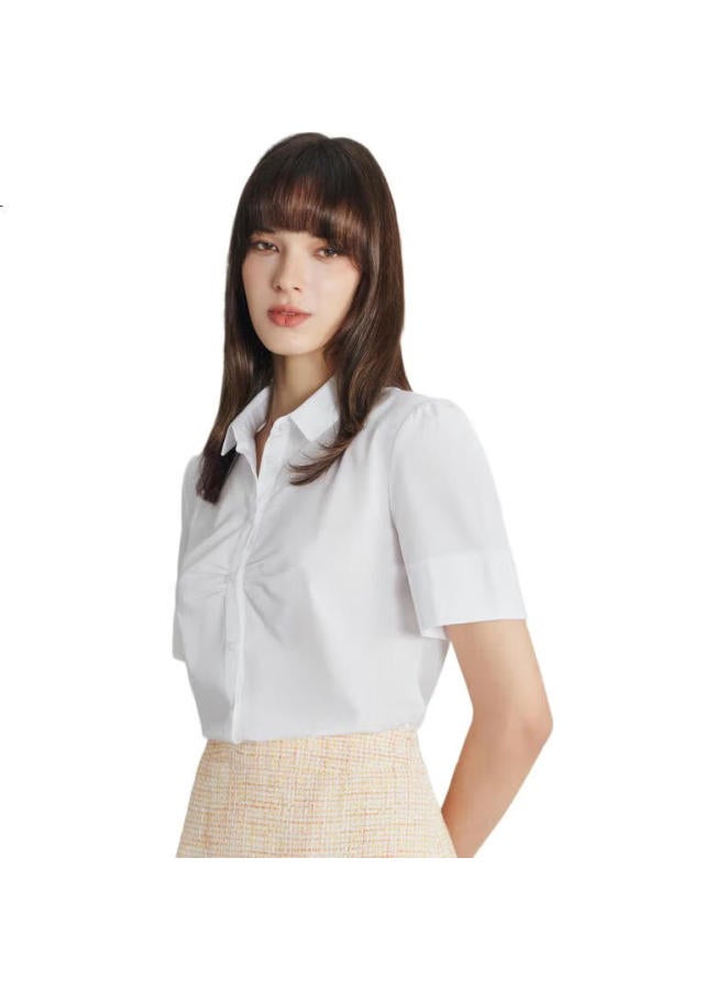 G2000Spring And Summer Mall Matching Cotton Blend Skin-Friendly Commuter Formal Short-Sleeve Shirt, White, Size 36 - Image 3