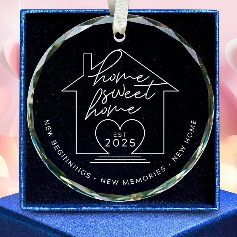SUCHAGIFT House Warming Gifts New Home - New Home Ornament 2025 - Housewarming Gifts for First House  Housewarming Gift Ideas for Couple - Home Ornaments for Home  Newhouse Owners Ideas - Glass Ornament - Image 1