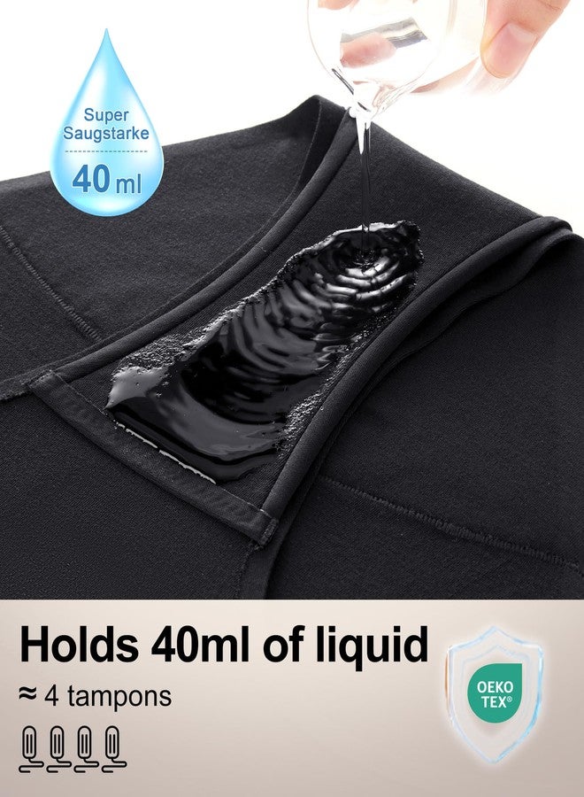 SHARICCA Period Underwear for Women Heavy Flow 40 ml, Leakproof High Absorbency Menstrual Panties with Cotton Crotch, Postpartum Incontinence Overnight Protection Briefs, XL, Black - Image 4