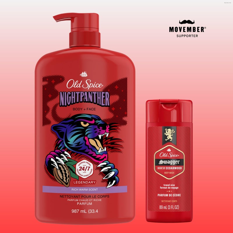 Old Spice Refreshing Body Wash for Men, 3X Defense, 24/7 Shower Fresh with Long Lasting Scent, Travel Size, Red Collection, Swagger with Cedarwood Scent, 3 oz - Image 2