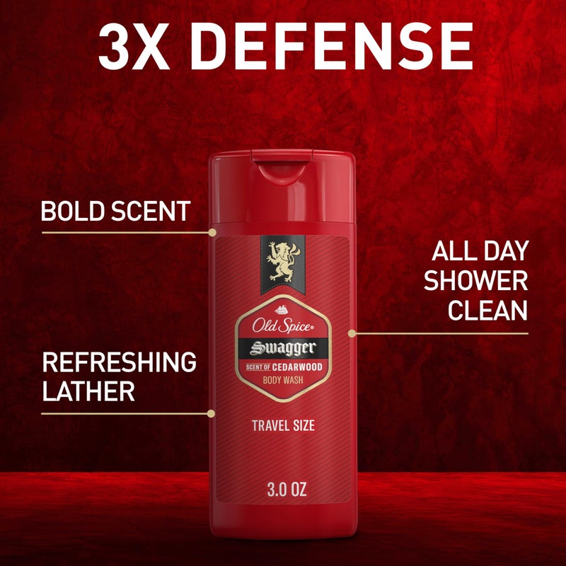 Old Spice Refreshing Body Wash for Men, 3X Defense, 24/7 Shower Fresh with Long Lasting Scent, Travel Size, Red Collection, Swagger with Cedarwood Scent, 3 oz - Image 3