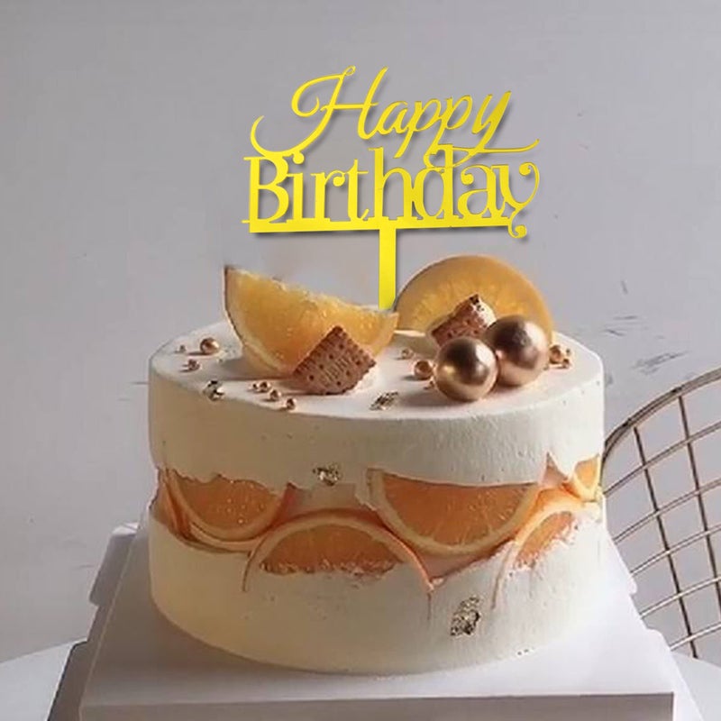 RASSLISA 10 PCS Gold Happy Birthday Cake Topper Acrylic Cupcake Topper Birthday Supplies Decorations - Image 4