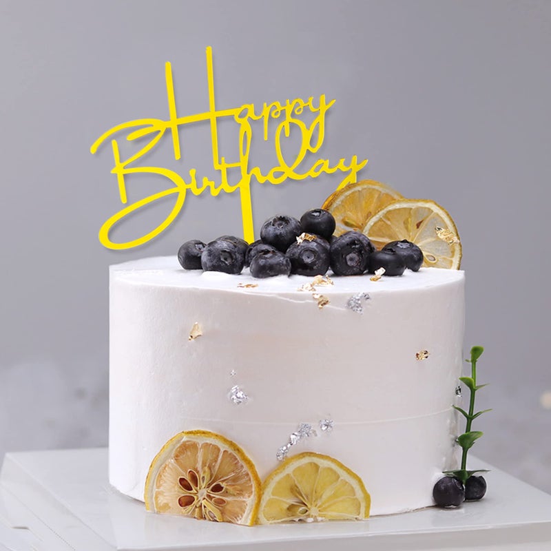 RASSLISA 10 PCS Gold Happy Birthday Cake Topper Acrylic Cupcake Topper Birthday Supplies Decorations - Image 5