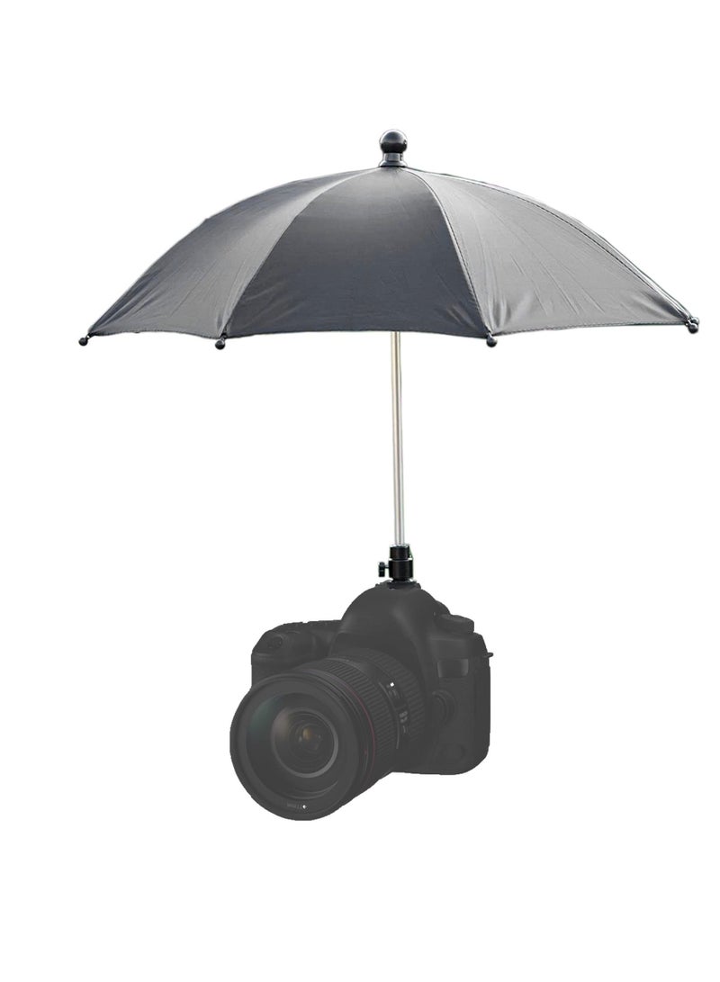 SYOSI Camera Hot Shoe Rain Umbrella, Waterproof Camera Accessory Umbrella Camera Sunshade Hot Shoe DSLR Camera Rain Protection Umbrella Sunshade Umbrella for Camera Accessory with Storage Bag - Image 1