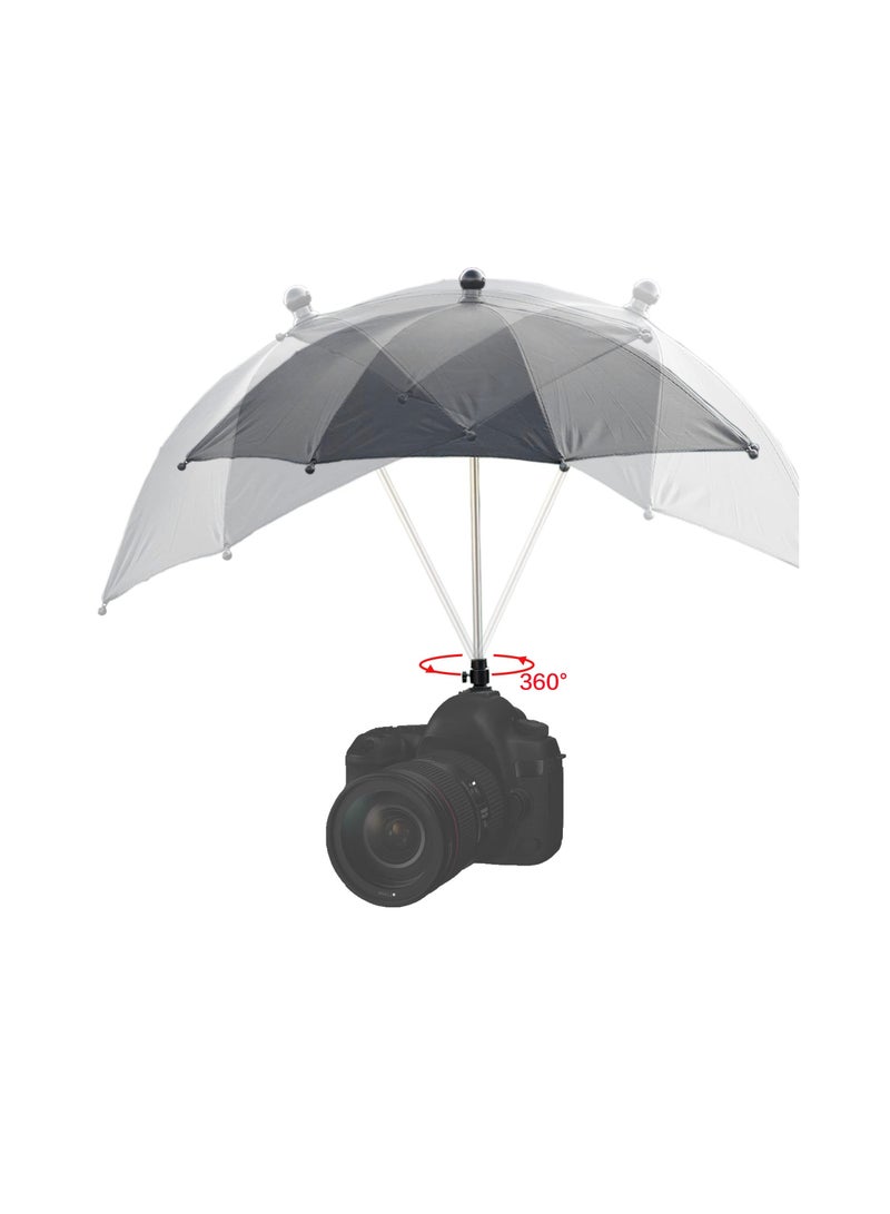 SYOSI Camera Hot Shoe Rain Umbrella, Waterproof Camera Accessory Umbrella Camera Sunshade Hot Shoe DSLR Camera Rain Protection Umbrella Sunshade Umbrella for Camera Accessory with Storage Bag - Image 3