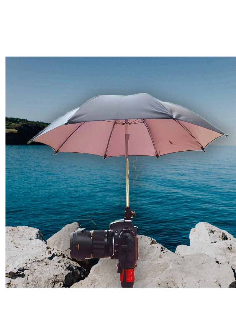 SYOSI Camera Hot Shoe Rain Umbrella, Waterproof Camera Accessory Umbrella Camera Sunshade Hot Shoe DSLR Camera Rain Protection Umbrella Sunshade Umbrella for Camera Accessory with Storage Bag - Image 4