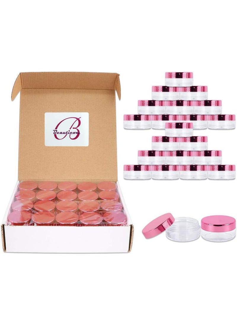 Beauticom Beauticom 10g/10ml (0.35 Fl Oz) Round Clear Jars with Round Top Lids for Creams, Lotions, Make Up, Powders, Glitters, and more... (Color: Metallic Rose Gold Lid, Quantity: 40 Pieces) 
