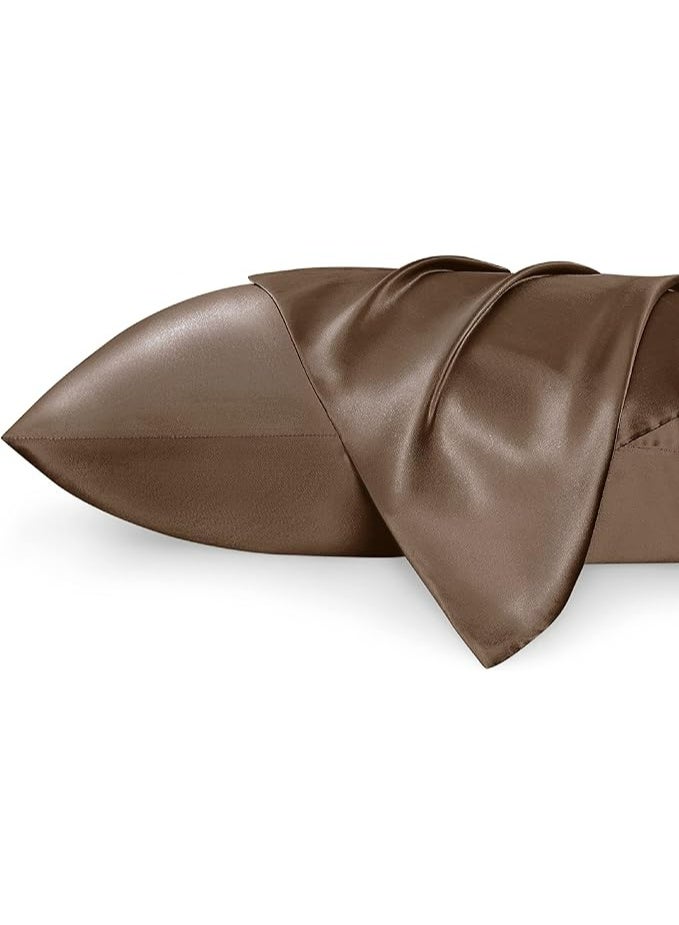 2-Pack Luxurious Mulberry Silk Pillowcases, 25 Momme Satin Weave, Hypoallergenic Solid Color Envelope Closure, Hand Wash Only, Designed for Hair and Skin,120-140gsm - Image 1