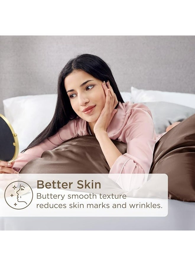 2-Pack Luxurious Mulberry Silk Pillowcases, 25 Momme Satin Weave, Hypoallergenic Solid Color Envelope Closure, Hand Wash Only, Designed for Hair and Skin,120-140gsm - Image 4