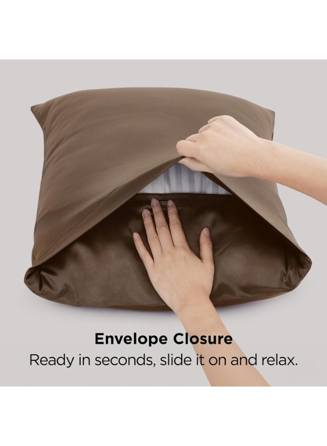 2 عبوة أكياس مخدة فاخرة من حرير التوت، 25 من الحرير الساتان المنسوج من الحرير المومي، مغلف بإغلاق بلون واحد لا يسبب الحساسية، يغسل يدوياً فقط، مصمم للشعر والبشرة، 120-140 جم - Image 5