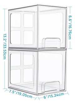 wnnualo 2-Pack Clear Stackable Storage Drawers, Acrylic Organizer Bins with Pull-Out Handle, Plastic Bathroom Makeup Storage for Vanity, Kitchen, Under Sink, Pantry, Cabinet, Home Organization  - Image 4