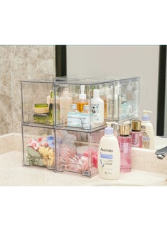 wnnualo 2-Pack Clear Stackable Storage Drawers, Acrylic Organizer Bins with Pull-Out Handle, Plastic Bathroom Makeup Storage for Vanity, Kitchen, Under Sink, Pantry, Cabinet, Home Organization  - Image 3