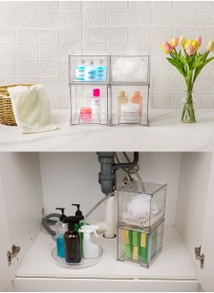 wnnualo 2-Pack Clear Stackable Storage Drawers, Acrylic Organizer Bins with Pull-Out Handle, Plastic Bathroom Makeup Storage for Vanity, Kitchen, Under Sink, Pantry, Cabinet, Home Organization  - Image 5