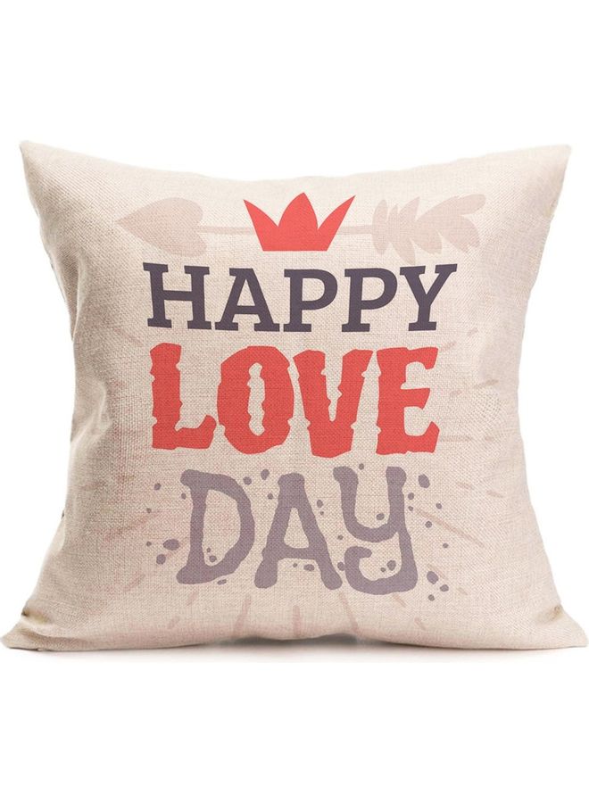 NIBEMINENT Happy Love Day Printed Cushion Cover Multicolour