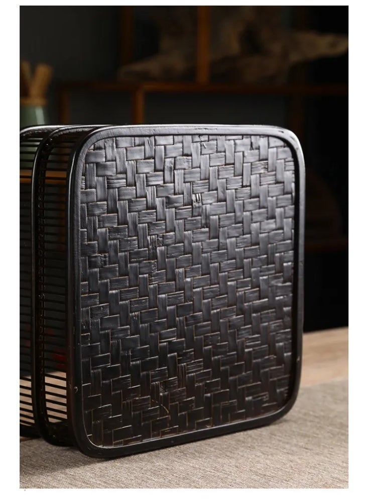 Bamboo woven square hollow storage box hollow decorative box - Image 5