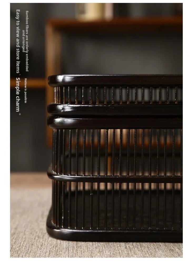 Bamboo woven square hollow storage box hollow decorative box - Image 3