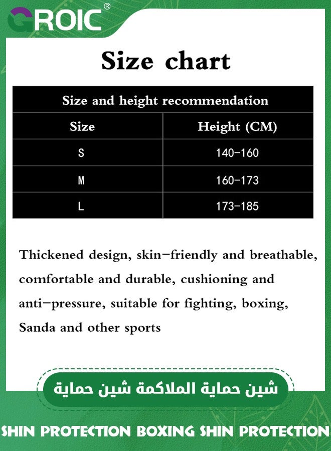 GROIC 1 Pair Boxing Shin Guards, Taekwondo Kicking Leg Instep Protection Pads, Kickboxing Muay Thai, MMA Martial Arts Kicking Sparring Gear, BJJ Karate Boxing Taekwondo TKD Protector, 160-185 CM - Image 2