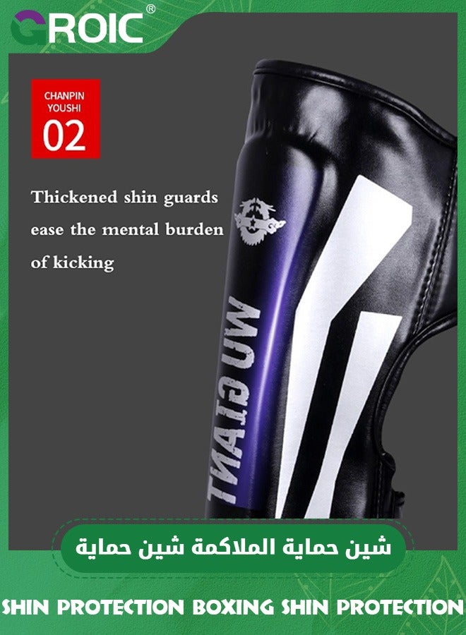 GROIC 1 Pair Boxing Shin Guards, Taekwondo Kicking Leg Instep Protection Pads, Kickboxing Muay Thai, MMA Martial Arts Kicking Sparring Gear, BJJ Karate Boxing Taekwondo TKD Protector, 160-185 CM - Image 4