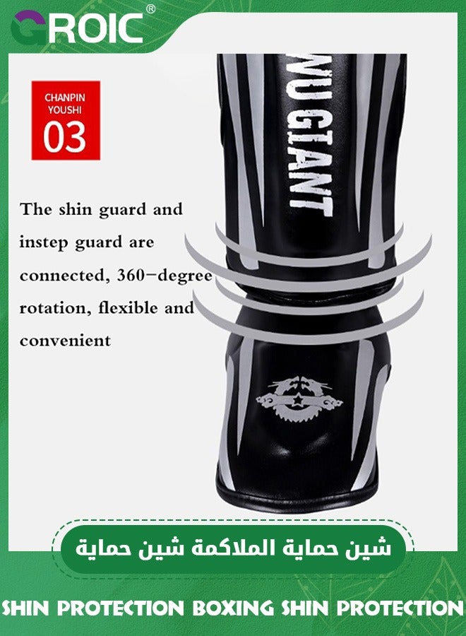 GROIC 1 Pair Boxing Shin Guards, Taekwondo Kicking Leg Instep Protection Pads, Kickboxing Muay Thai, MMA Martial Arts Kicking Sparring Gear, BJJ Karate Boxing Taekwondo TKD Protector, 160-185 CM - Image 5