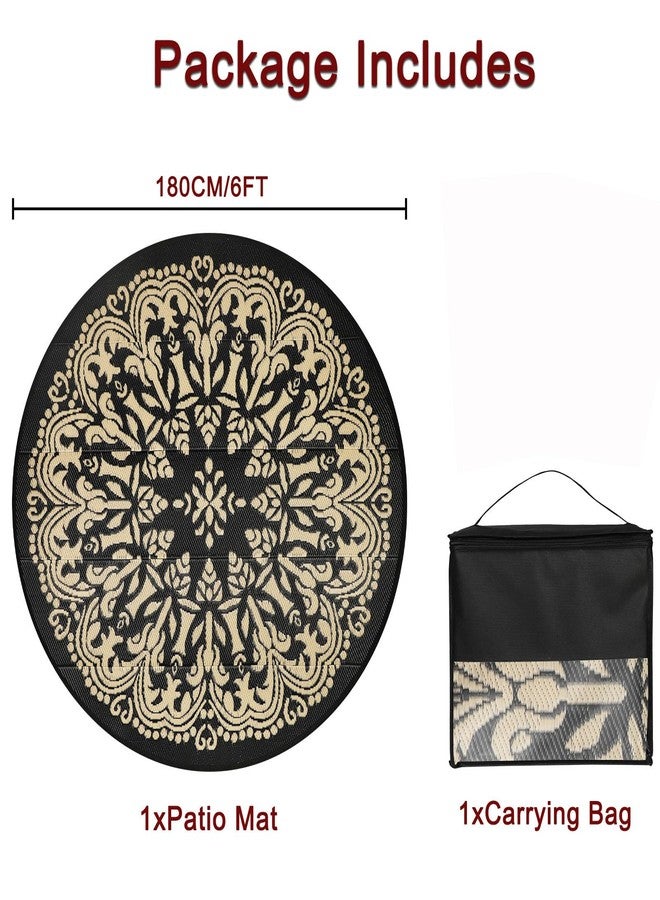 Homcomoda Round Outdoor Patio Rugs 6Ft Waterproof Indoor Outdoor Area Rugs Clearance Reversible Straw Rugs Circle Outdoor Area Rugs for Porch Garden Deck Backyard Balcony - Image 2