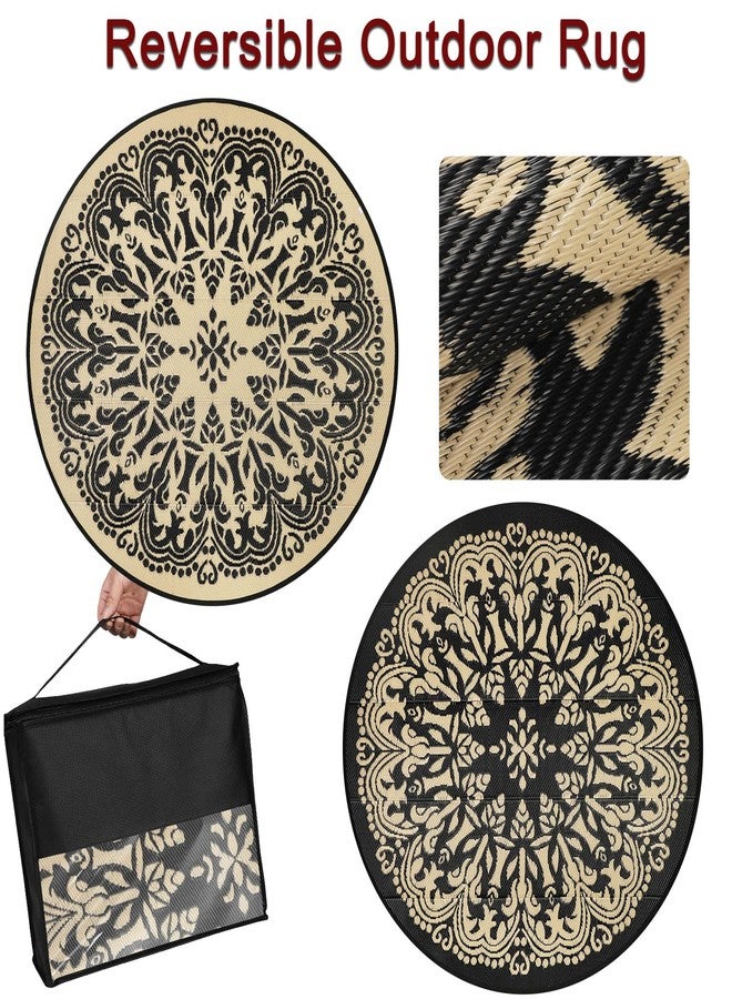 Homcomoda Round Outdoor Patio Rugs 6Ft Waterproof Indoor Outdoor Area Rugs Clearance Reversible Straw Rugs Circle Outdoor Area Rugs for Porch Garden Deck Backyard Balcony - Image 4