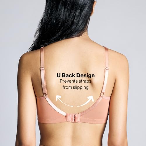 NYKD (NYB169 Cotton Anti Microbial Non Padded & Non Wired Side Support Shaper Bra for Women | Full Coverage Bra with Detailed Contoured Lift & Shape with Wide Straps - Peach - Image 5