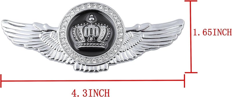 OAN Winged King Crown Emblem Sticker for All Cars, Bikes, Metal (Silver with Black) Size: 11cm x 4.5cm x 2mm - Image 3