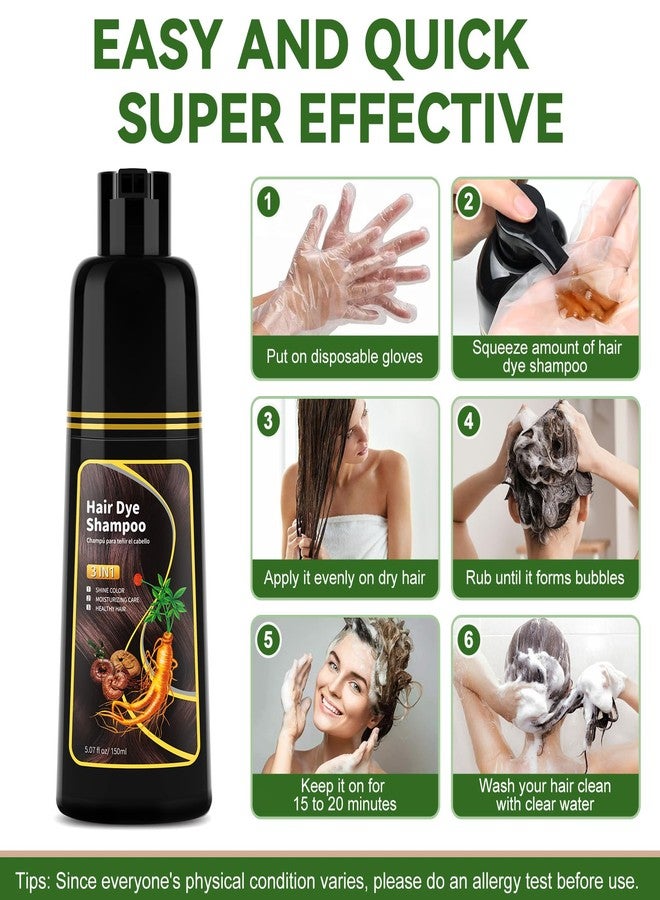 BELEZALIB Dark Brown Hair Dye Shampoo - Natural Nutrition for Gray Hair Coverage, 3 in 1 Shampoo for women, Semi Permanent Hair Color for Instant, Lasts 30 Days/Natural herbal Ingredients, 150 ML/5.07 OZ - Image 5