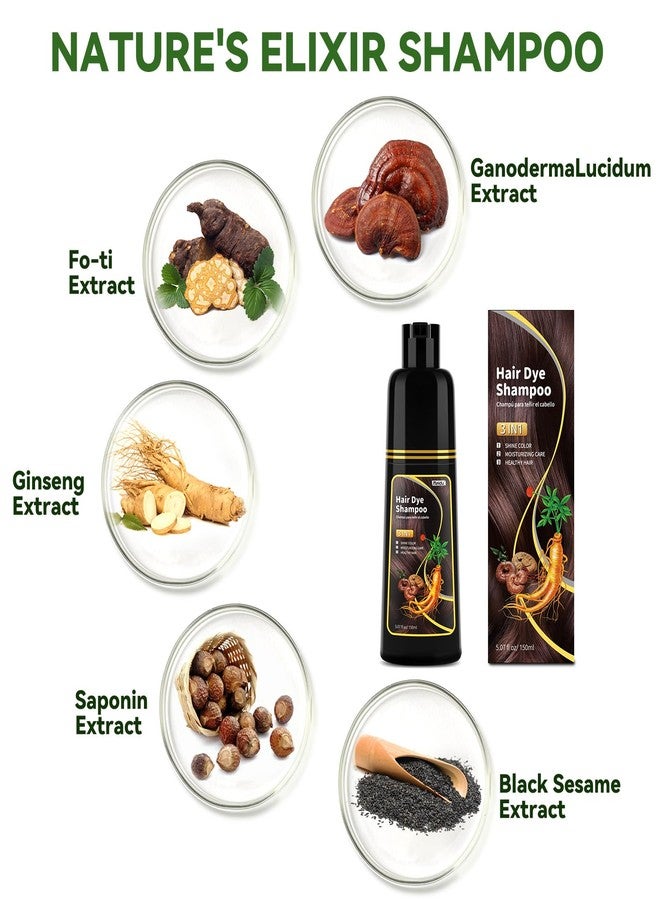 BELEZALIB Dark Brown Hair Dye Shampoo - Natural Nutrition for Gray Hair Coverage, 3 in 1 Shampoo for women, Semi Permanent Hair Color for Instant, Lasts 30 Days/Natural herbal Ingredients, 150 ML/5.07 OZ - Image 3