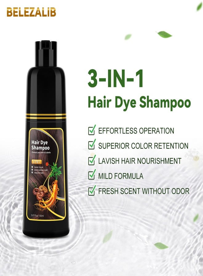 BELEZALIB Dark Brown Hair Dye Shampoo - Natural Nutrition for Gray Hair Coverage, 3 in 1 Shampoo for women, Semi Permanent Hair Color for Instant, Lasts 30 Days/Natural herbal Ingredients, 150 ML/5.07 OZ - Image 2
