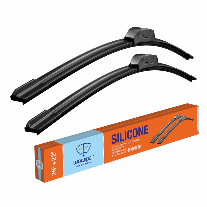 WOWIPER OEM 2622 شفرة ممسحة سيليكون بديلة لهوندا أوديسي 20222005 سيفيك 20142006 تويوتا فينزا 20152009 مجموعة ممسحات زجاج أمامي لجميع الفصول مجموعة من 2