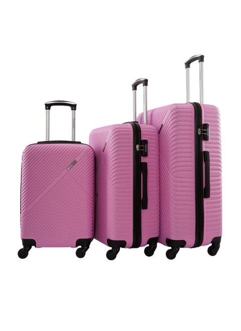 Vizro 3-Piece ABS Hardside Spinner Luggage Trolley Set Pink