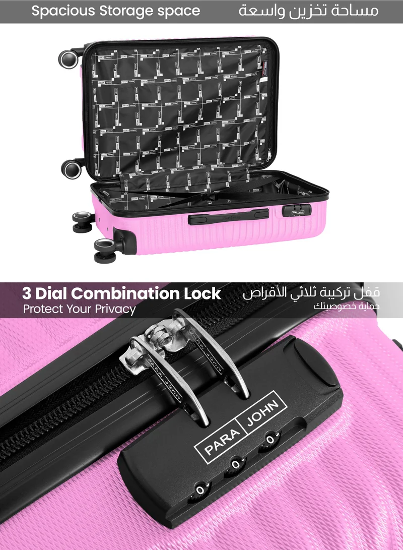 Parajohn Pink ABS Material 3-Piece Hardsided Luggage Set | 4-Wheel Spinner Trolley | Small (10kg), Medium (20kg), Large (30kg)pink  | Best Price UAE